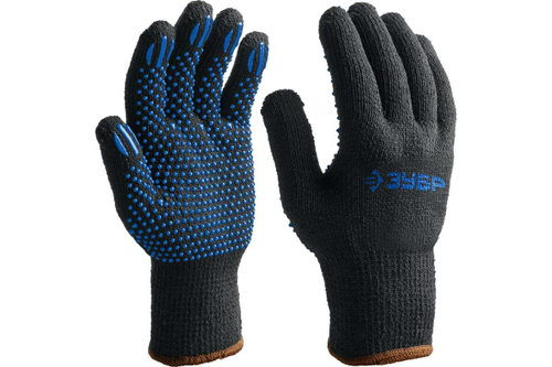 Перчатки трикотажные утепленные с защитой от скольжения (7 класс; размер L-XL) "МАСТЕР" ЗУБР 11462-XL