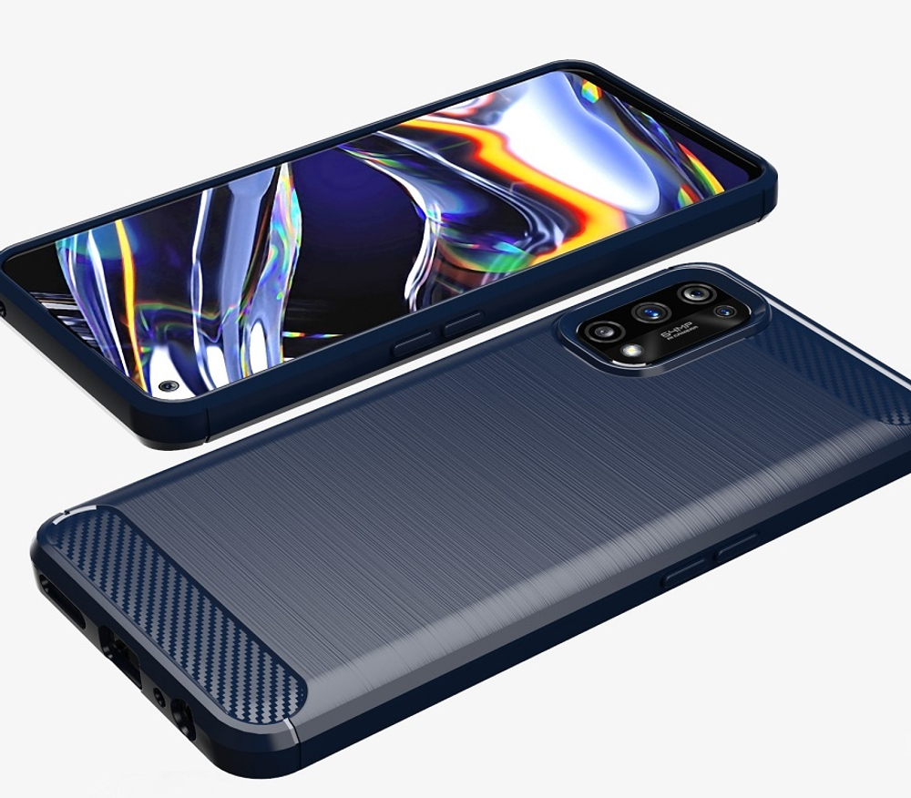 Темно-синий защитный чехол для OPPO Realme 7 Pro, серии Carbon от Caseport