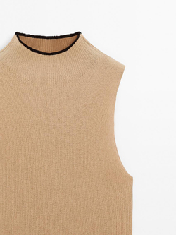 Massimo Dutti Топ из хлопковой смеси с набивным рисунком, пудровый