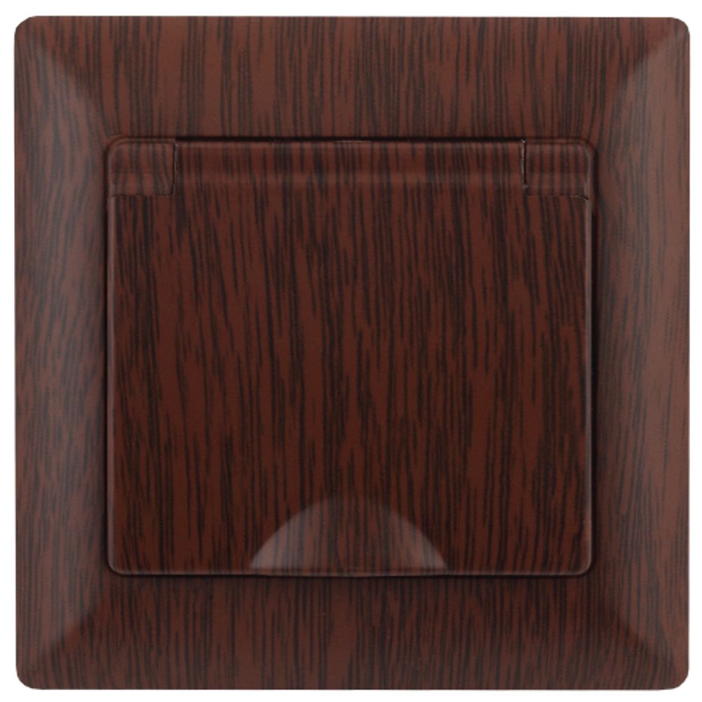 Розетка Intro Solo 4-203-10 с заземлением 2P+E Schuko с крышкой, 16А-250В, IP20, СУ, венге | Intro Solo