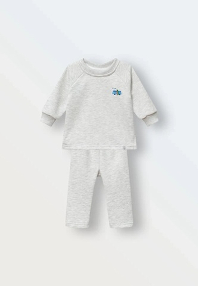 Комплект свитшот и брючки с вышивкой "Автобус" (экрю меланж)