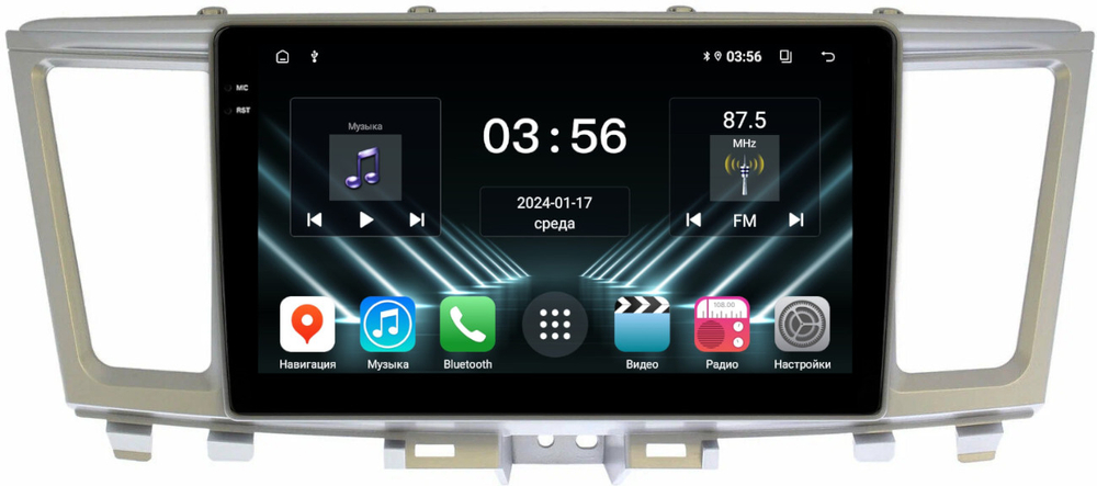 Магнитола для Infiniti QX60, JX35 2012-2016 (пластиковый верх) - FarCar DX9-9672 монитор 9.5" IPS на Android 13, 4+64Гб, CarPlay