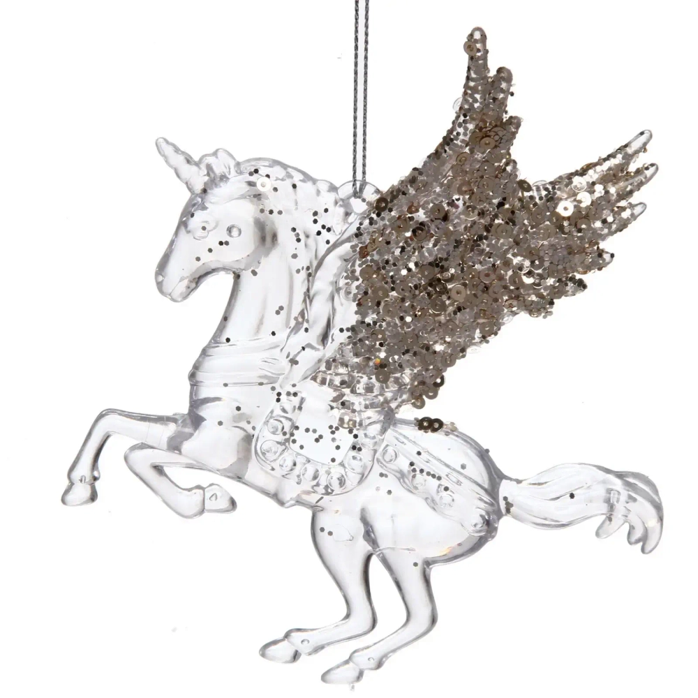 Подвеска «Сказочный единорог» 13*13 см, Белый/Золотой блеск