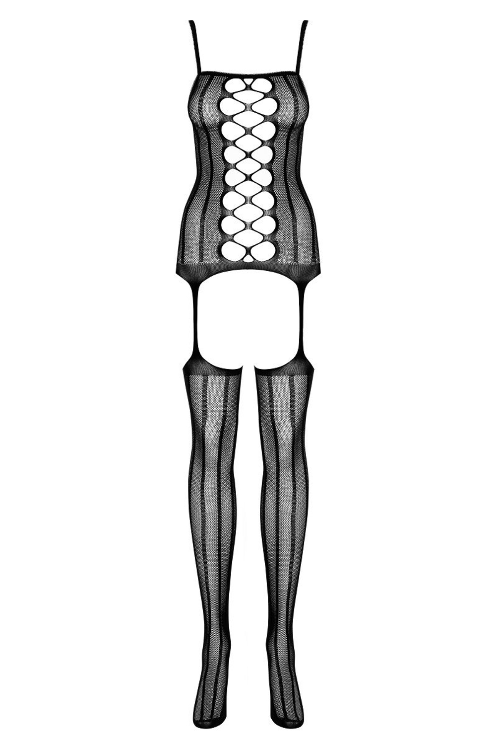 Боди-комбинезон в тонкую полоску с имитацией шнуровки (Размер: S-M-L) (Цвет: белый)
