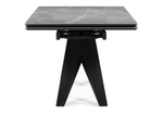 Керамический стол Woodville Блэкберн 160(220)х89 серый мрамор larka grey, черный