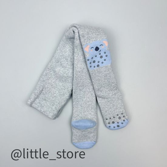 Колготки махровые "Зверек", со стоперами, Серые