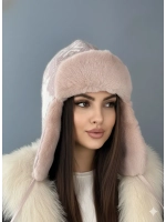 шапка зимняя ушанка вязаная с мехом
