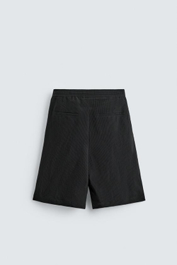 ZARA СВОБОДНЫЕ ЖАККАРДОВЫЕ ШОРТЫ В ПОЛОСКУ, ЧЕРНЫЙ