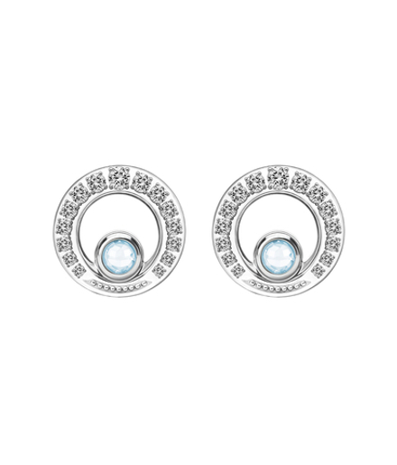 Серьги-пусеты из серебра со вставками из топаза и бесцветных фианитов