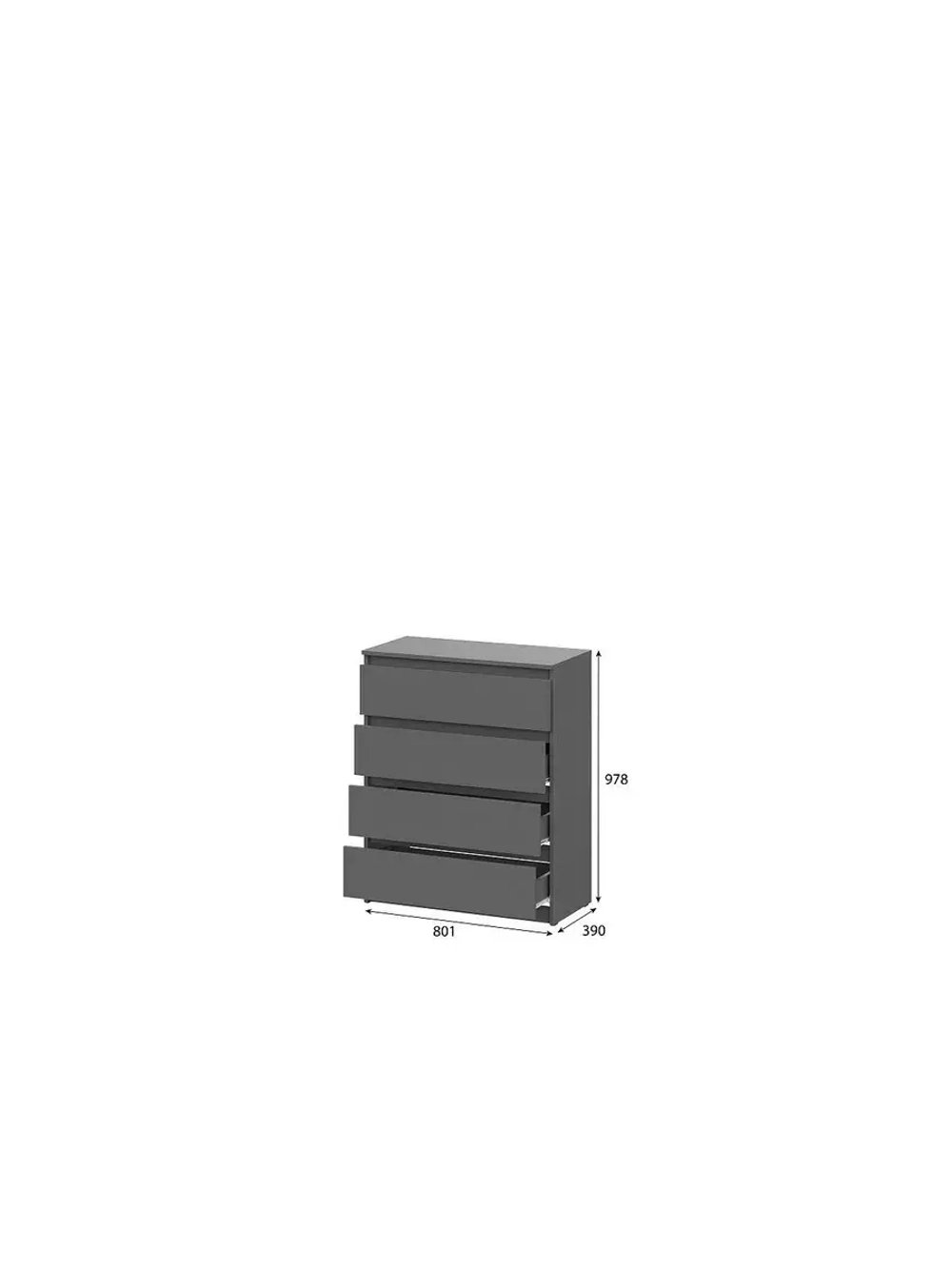 Модульная стенка со шкафом Графит серый 320х46х205