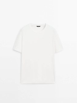 Massimo Dutti Футболка из 100% хлопка, натуральный, кремовый