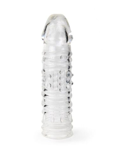Прозрачная закрытая насадка на пенис - 17 см. (Цвет: прозрачный)