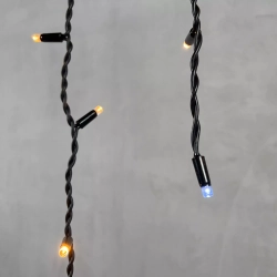 Светодиодная бахрома с колпачком 3,2*0,9 м., 168 экстра теплых белых LED ламп, мерцание, каучуковый черный провод, LTC (LL168BLW-1-2EWW)