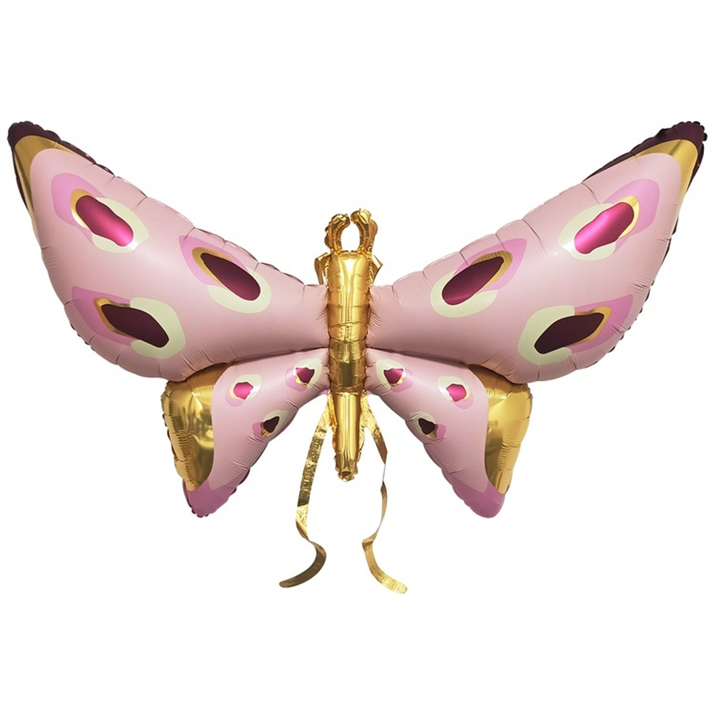 Фигурный шар из фольги с гелием в виде розовой бабочки