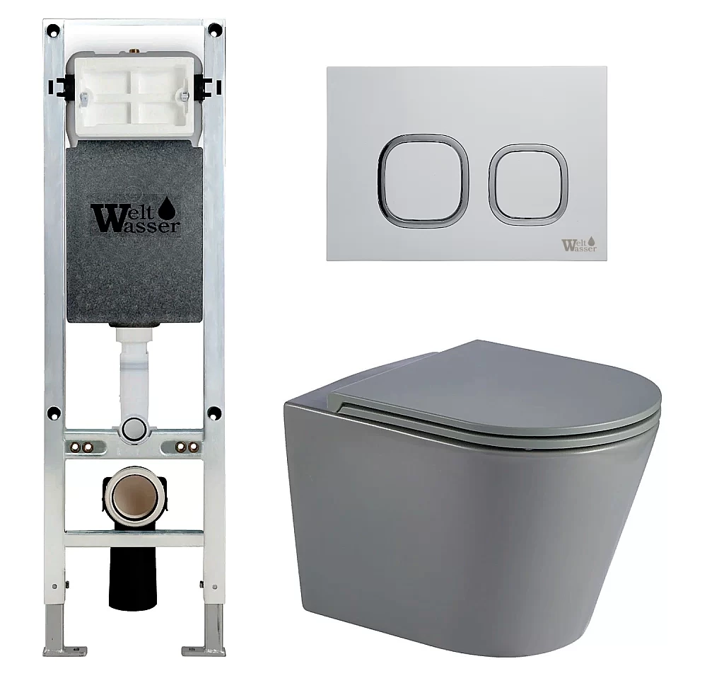 Унитаз с инсталляцией WeltWasser AMBERG 350 ST + SALZBACH 043 MT-GR + AMBERG RD-WT