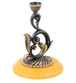 Народные промыслы AM-1584/1 Подсвечник «Ажурный» (латунь, янтарь)