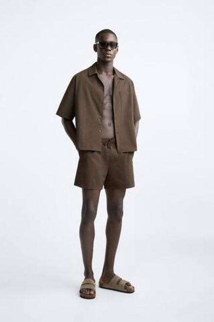 ZARA ПЛАВКИ КОРОТКИЕ, КОРИЧНЕВЫЙ