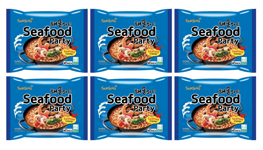 Лапша быстрого приготовления со вкусом морепродуктов Samyang Seafood Party 125 г 6 шт