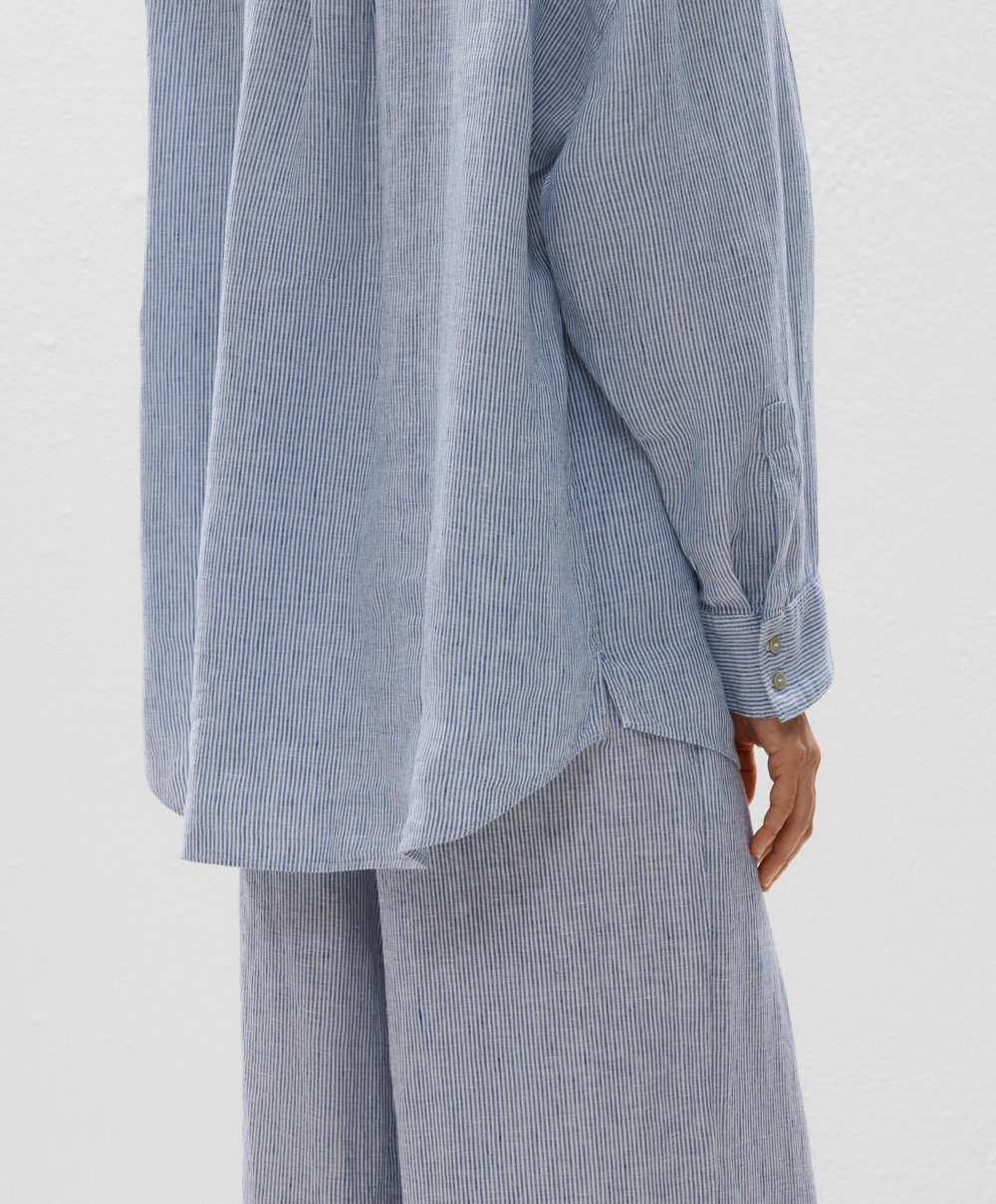 Oysho Рубашка свободного кроя из 100% льна, голубой