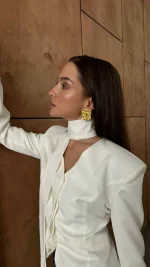 Блейзер с шарфом Tata, Молочный