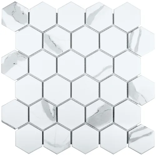 Керамическая мозаика Hexagon small Carrara матовая