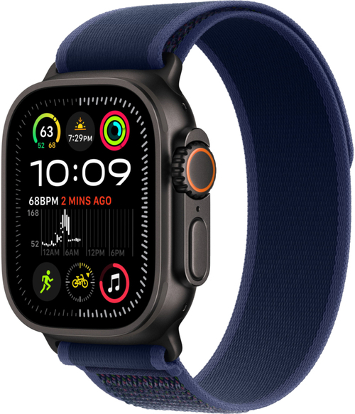 Apple Watch Ultra 2 49mm Черный Титан Ремешок M/L Trail Голубого Цвета 2024
