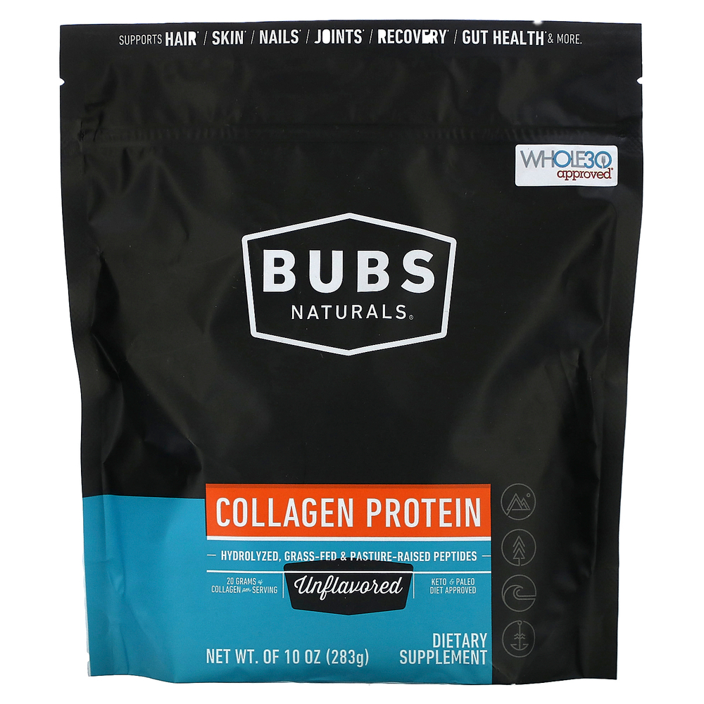 BUBS Naturals, Коллагеновый протеин, без добавок, 283 г (10 унций)