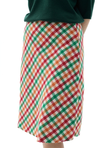 Шерстяная юбка-миди в цветную клетку