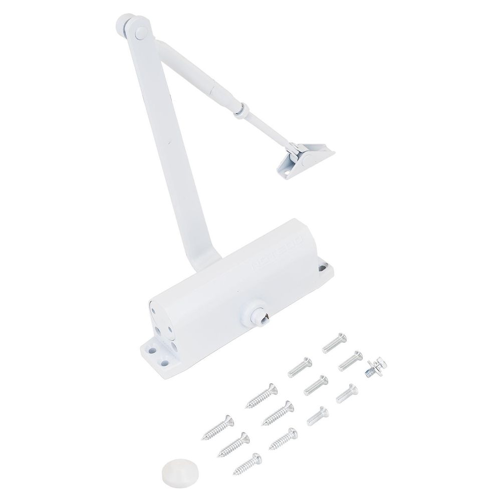 Доводчик дверной NOTEDO  DC-090-НО с ФИКСАТОРОМ/WHITE Белый (60 - 120 кг) / 7122