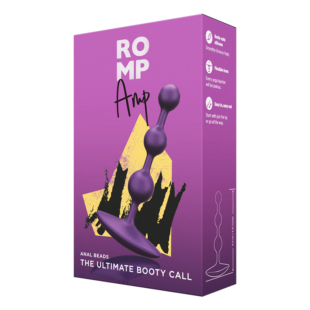 Фиолетовая силиконовая анальная цепочка 13,5см Romp Amp Silicone Anal Plug Dark Purple RP291SG4
