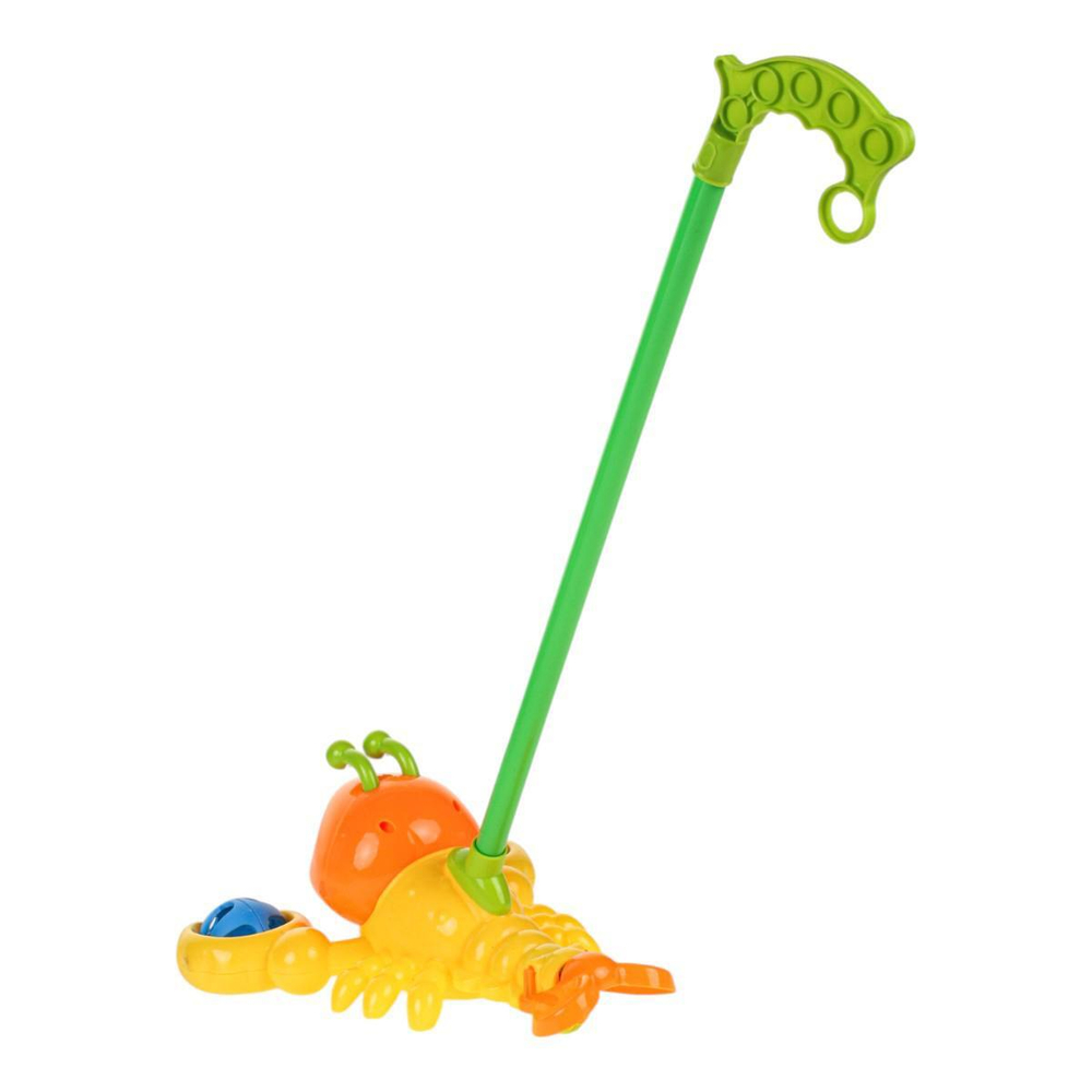 Каталка на палке Краб 52см, цвет желтый, пакет 341