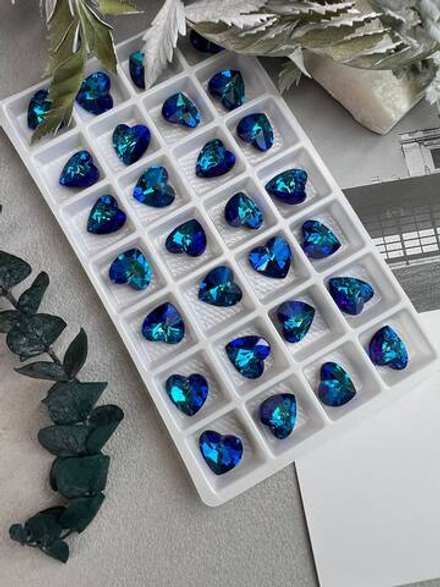 Подвеска сердце из хрустального стекла, heart 12 мм, 2 штуки, Карибское море