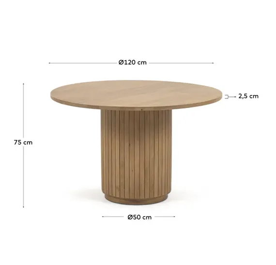 Стол Licia Ø120 см из дерева манго