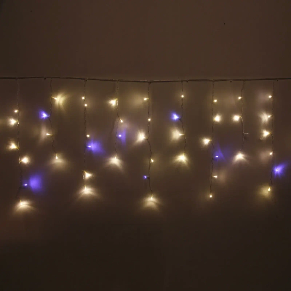 Гирлянда для улицы БАХРОМА «Мерцание» ш3м* в40/60см 100 ламп LED, прозр.провод,1 режим, IP-54, Теплый белый/Белый (возможность соединения)