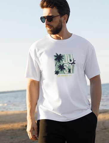 Свободная футболка  с авторским принтом  U49.048 (121527)