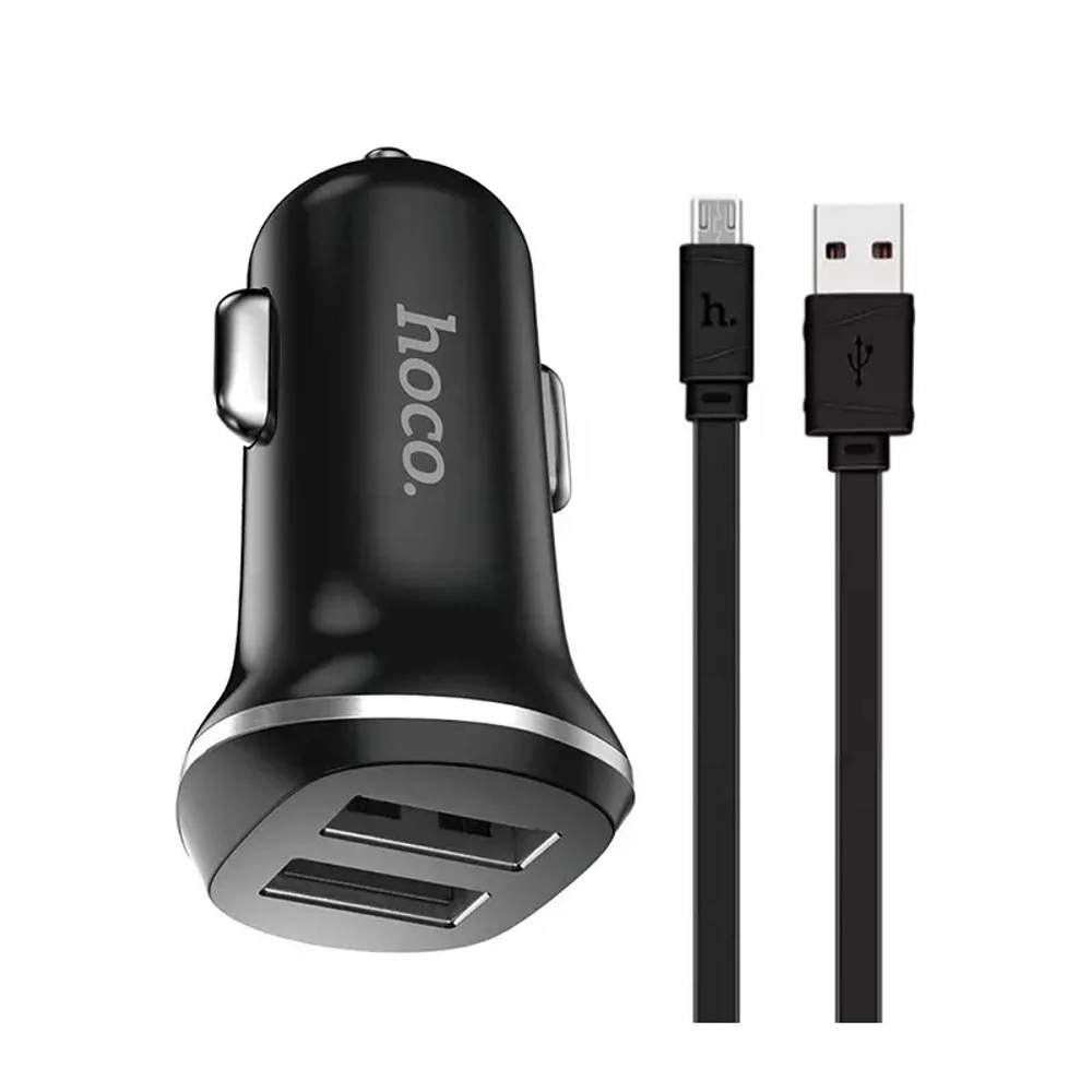 АЗУ с кабелем micro 2USB 2.1A HOCO Z1 black