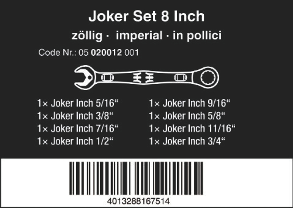 Набор гаечных ключей с трещоткой Joker 6000 Imperial Wera 05020012001