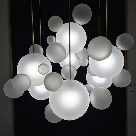 Pendant design lamp   Bolle Frosted by Giopato & Coombes (3 lampshade ,  прямоугольное mount)