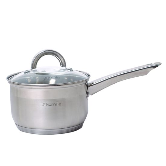 Ковш 1,9 л. из нержавеющей стали со стеклянной крышкой Kamille KM 4227S