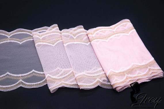 05-144 ОПТ Вышивка на эл. сетке 17,5 см, розовый