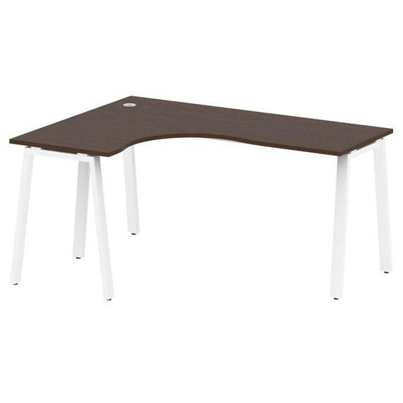 Metal System Стол криволинейный левый на А-образном м/к БА.СА-4 (L) Венге Цаво/Металл Белый 1600*120