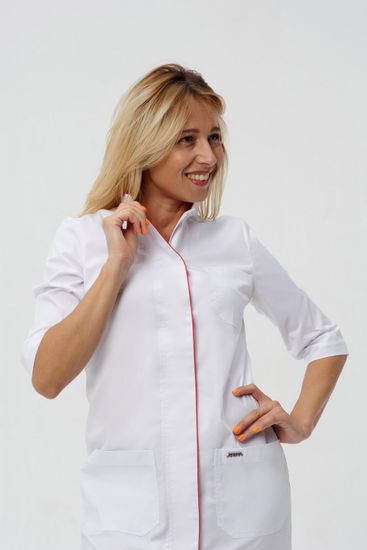 Халат женский А200 3/4 (экстра/белый/красный)