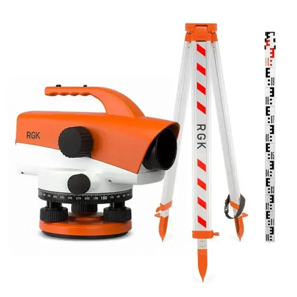 Комплект: оптический нивелир RGK C-32 + штатив S6-N + рейка AMO S3