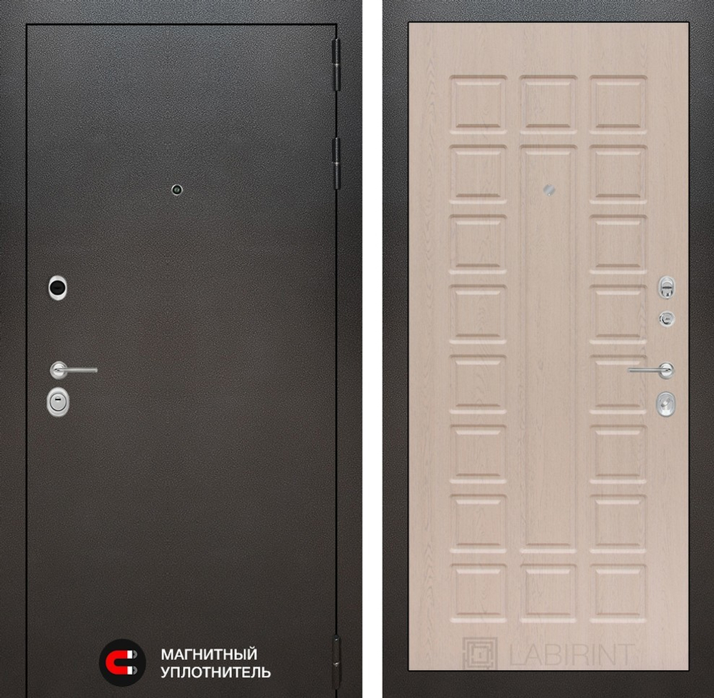 Входная металлическая дверь в квартиру с шумоизоляцией Лабиринт Silver (Сильвер)  04 - Беленый дуб
