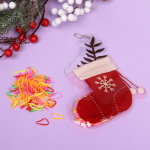 Резинки для волос силиконовые «Новый Год- Валенок», цвет микс, 250шт, 17,5*15 см