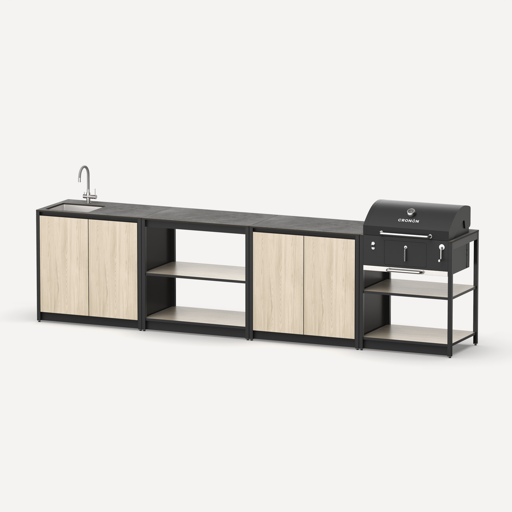 Мангальный комплекс Lounge M-117SB, 3.5 м, дуб сонома/черный мрамор