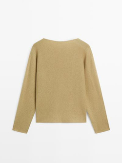 Massimo Dutti Свитер с вырезом «лодочка», светло-зеленый