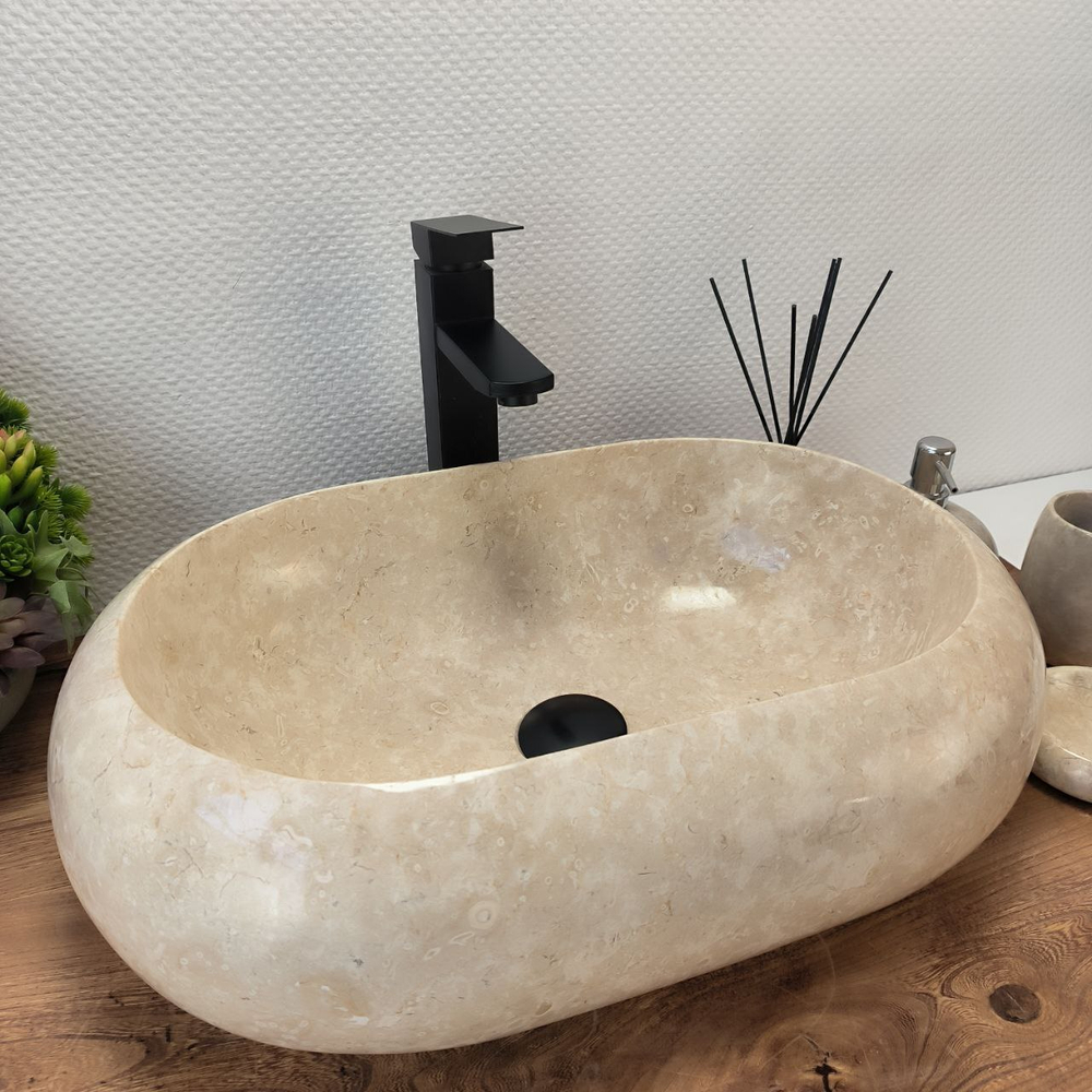 Раковина из мрамора Oval Donat Cream OM-63046 55*38*15 31