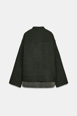 ZARA КУРТКА ИЗ РЕЛЬЕФНОЙ ТКАНИ С ШЕРСТЬЮ — ZW COLLECTION, ХАКИ