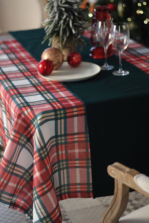 Ткань для скатерти "Шотландская клетка" (линенс)